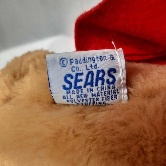 16'' Vintage Sears PADDINGTON BEAR Plush Toy Green Hat Red Coat Teddy - Picture 9 of 10